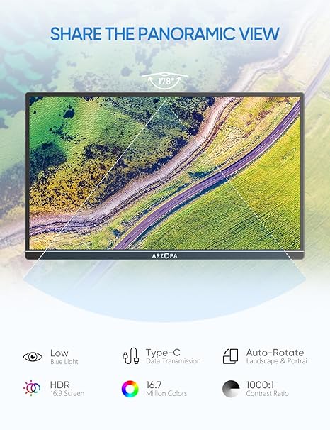 ARZOPA 14 INCH ULTRA SLIM FHD 1080P PORTABLE MONITOR BLACK A1S - Image 5