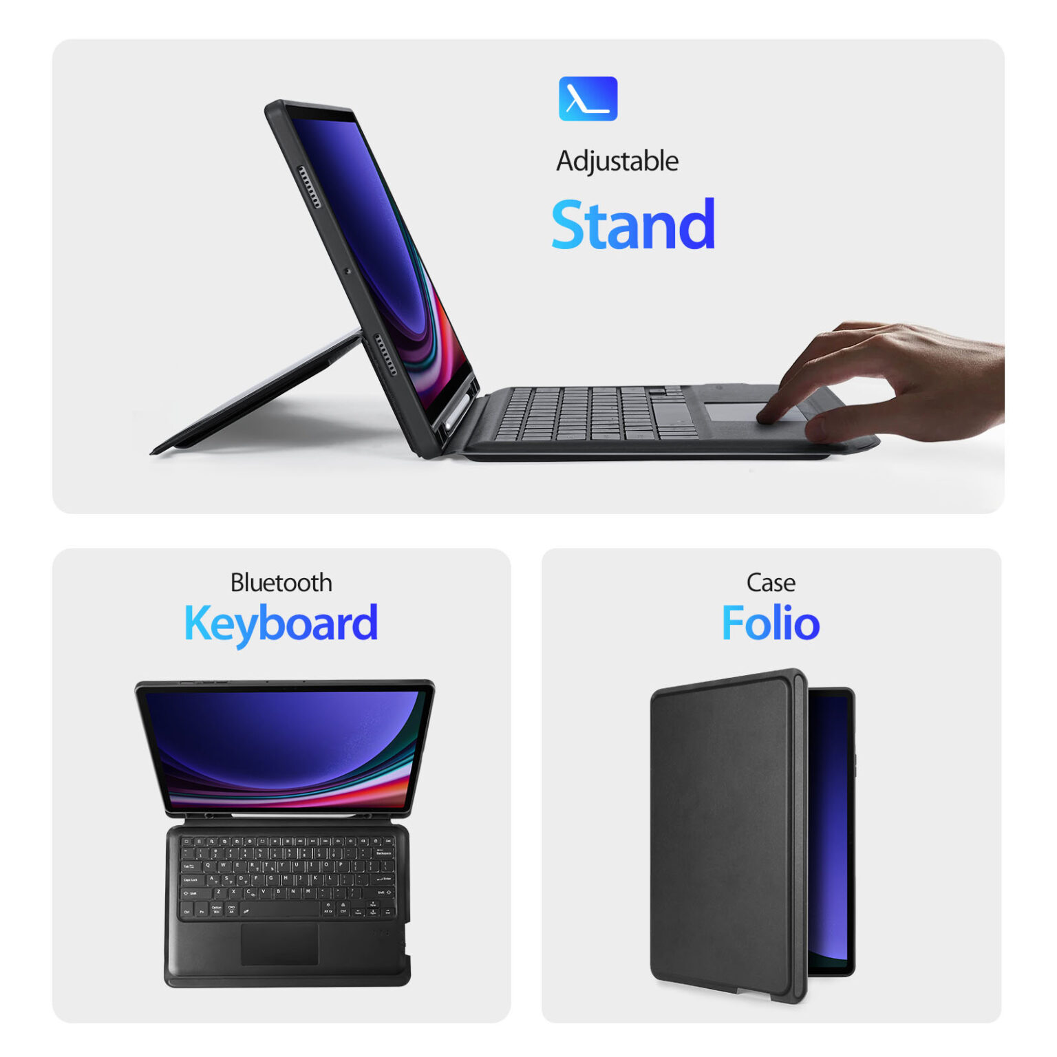 DUXDUCIS DK SAMSUNG TAB S10 FE PLUS FOLIO KEYBOARD BLACK DK-ALBYBG-017 - Image 4