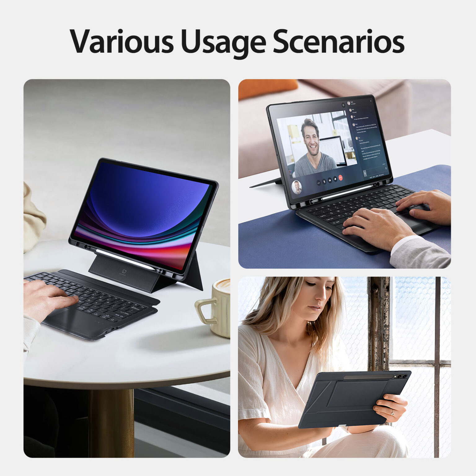 DUXDUCIS DK SAMSUNG TAB S10 FE PLUS FOLIO KEYBOARD BLACK DK-ALBYBG-017 - Image 5