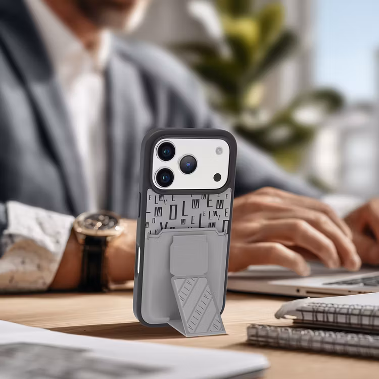 LEVELO MORPHIX IPHONE 17 PRO GRIPSTAND CASE WITH CARD HOLDER CLOUD GREY LVLMRPGCIP17PCGY - Image 9
