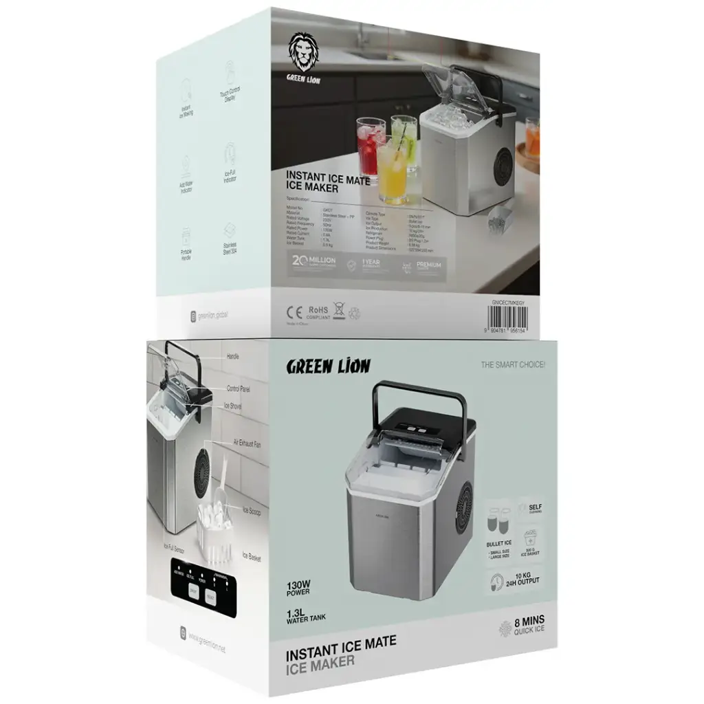GREEN LION INSTANT ICE MATE ICE MAKER 130W 1.3L GRAY GNICEC7MKEGY - Image 2