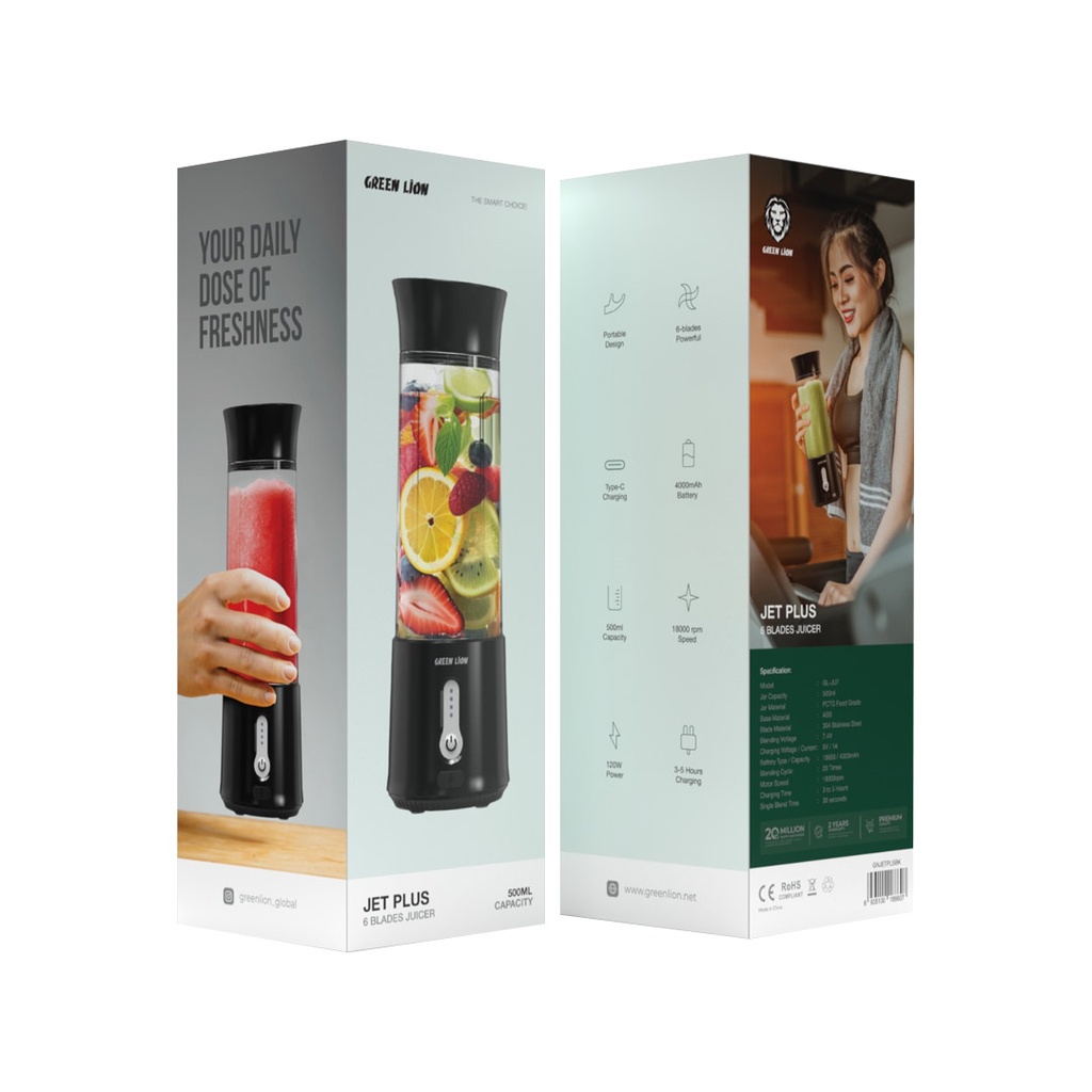 GREEN LION JETPLUS SIX BLADED JUICER BLACK GNJETPLSB - Image 2