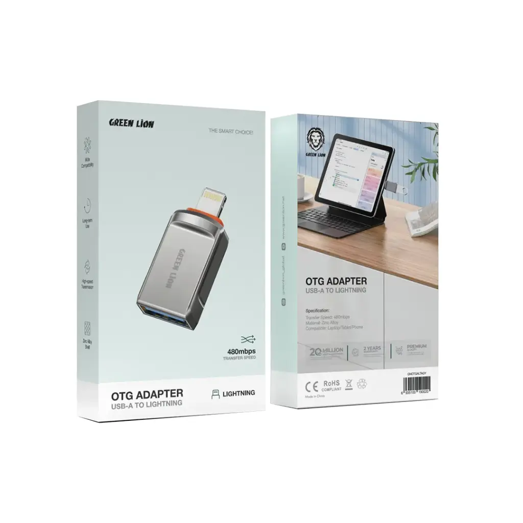 GREEN LION OTG ADAPTER USB A TO LIGHTNING GRAY GNOTGALTAGY - Image 2