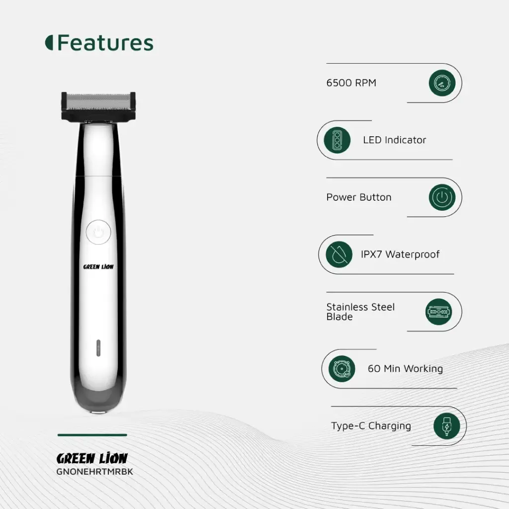 GREEN LION ONE BLADE PRO HAIR TRIMMER BLACK GNONEHRTMRBK - Image 3
