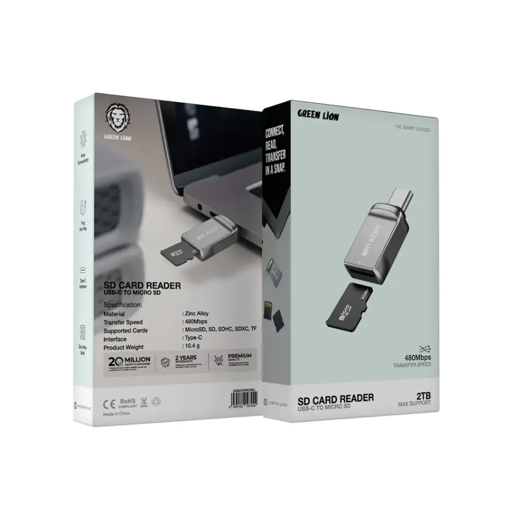 GREEN LION SD CARD READER USB C TO MICRO SD SILVER GNSDCRRDRSL - Image 3