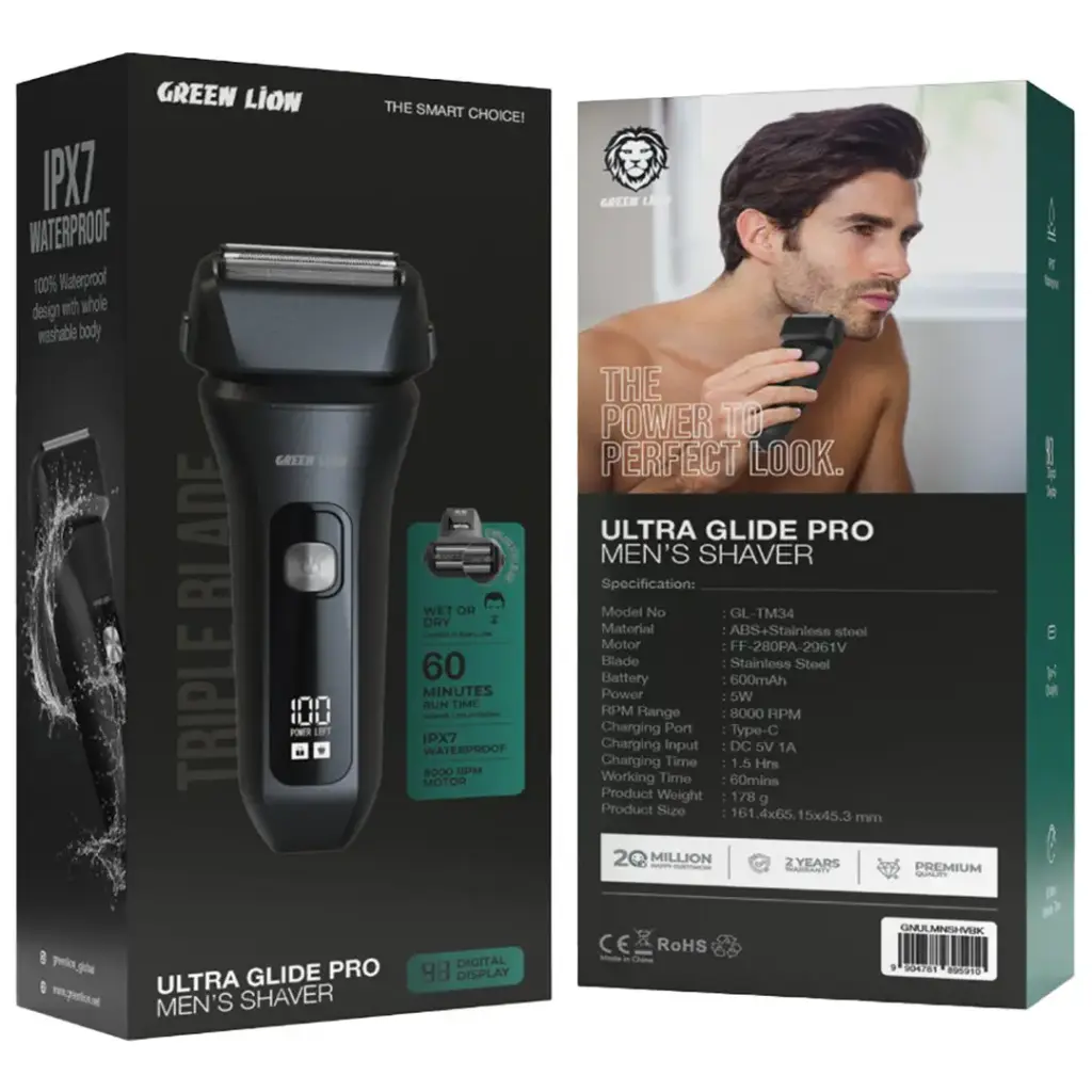 GREEN LION ULTRA GLIDE PRO MENS SHAVER BLACK GNULMNSHVBK - Image 2