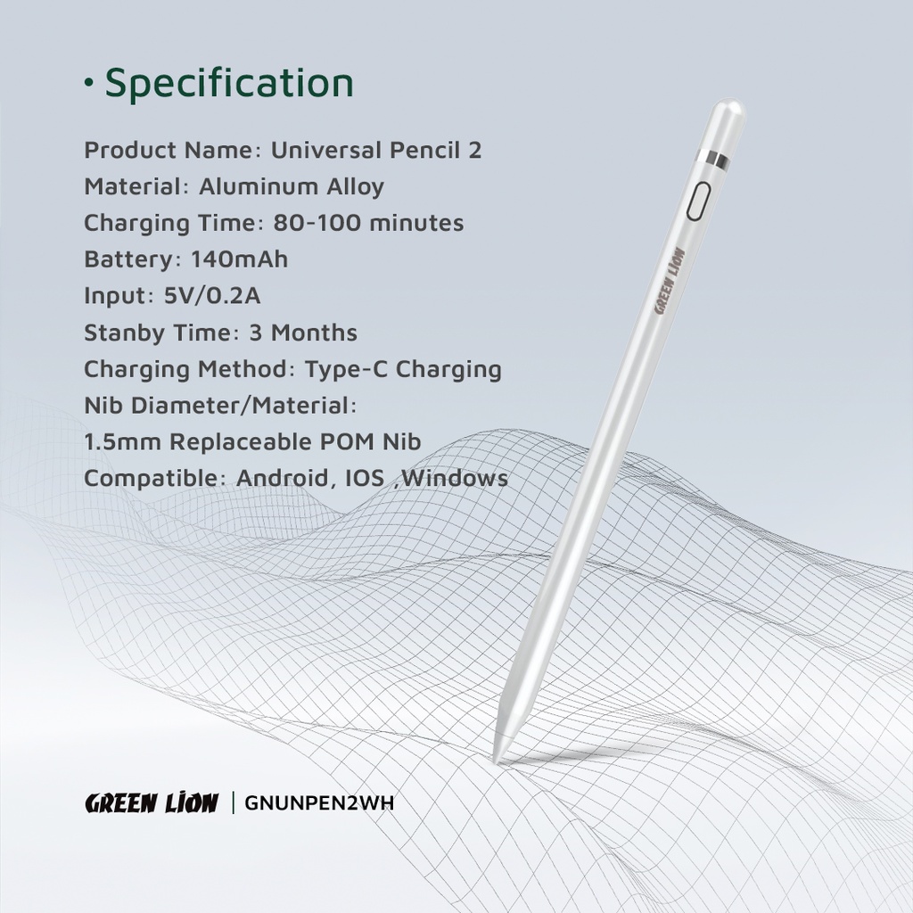 GREEN LION UNIVERSAL PENCIL 2 WHITE GNUNPEN2WH - Image 2