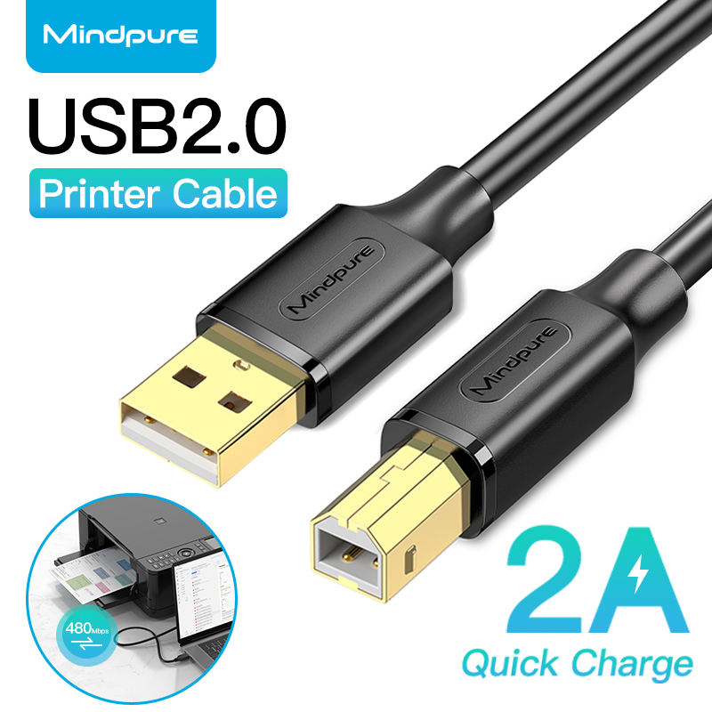 MINDPURE USB CABLE 2.0 AM/BM GOLD PLATED HEADER 2M BLACK LX10121 - Image 2