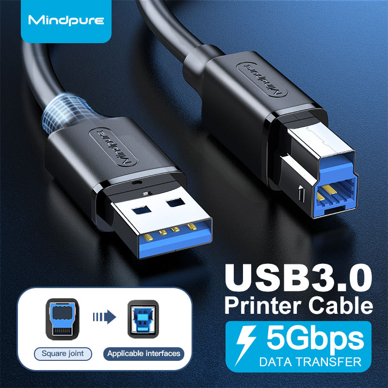 MINDPURE USB CABLE 2.0 AM/BM GOLD PLATED HEADER 2M BLACK LX10121 - Image 3