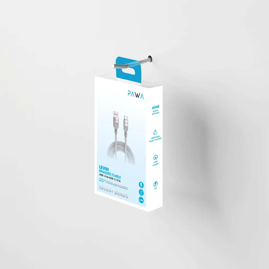 PAWA LEVIN USB A TO TYPE C 3.1A BRAIDED CABLE 1.2M GREY TITANIUM PW-12BDC251-GYTT - Image 5