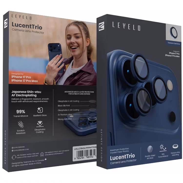 LEVELO LUCENTTRIO IPHONE 17 PRO/17 PRO MAX CAMERA LENS PROTECTOR DARK BLUE LVLLCTRIOL17PPMTTDBL - Image 5