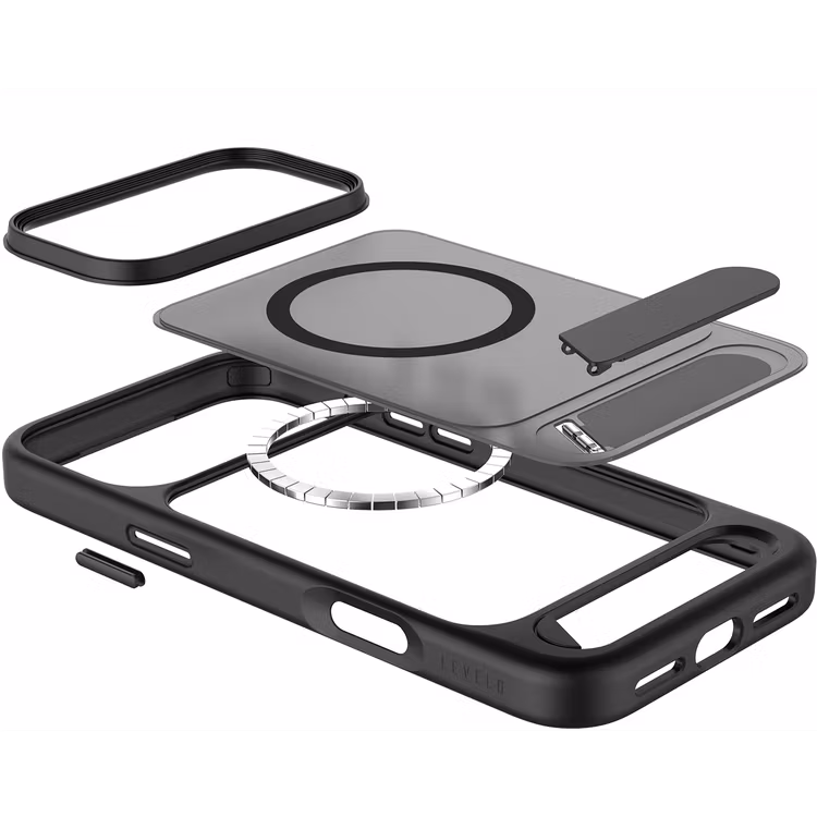 LEVELO MATTEO IPHONE 17 PRO MAX HYBRID KICKSTAND CASE BLACK LVLMTO17PMBK - Image 4