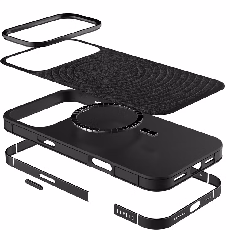 LEVELO SPIRALE IPHONE 17 PRO MAX PU LEATHER HYBRID CASE PHANTOM BLACK LVLSPR17PMPHBK - Image 3