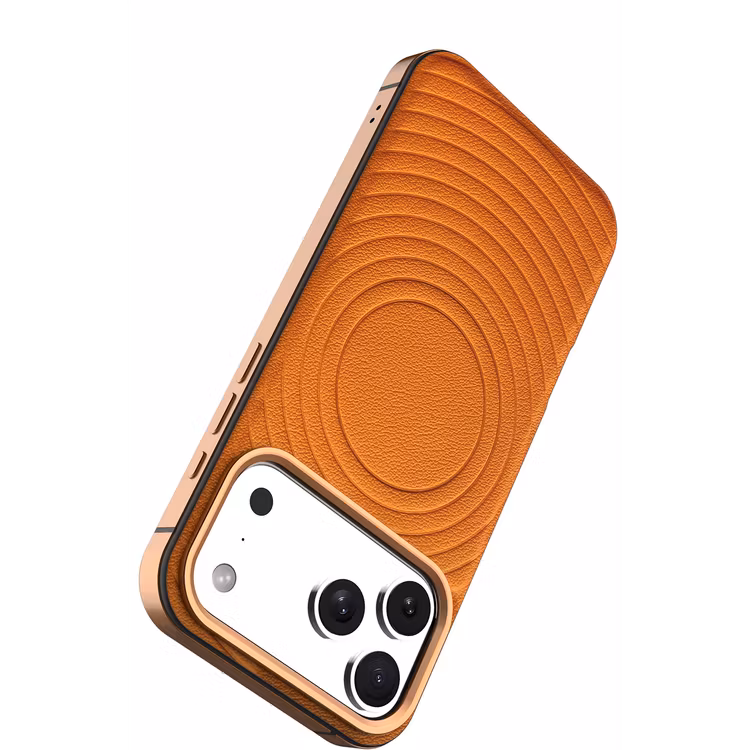 LEVELO SPIRALE IPHONE 17 PRO PU LEATHER HYBRID CASE SUNRISE ORANGE LVLSPR17PSORG - Image 3