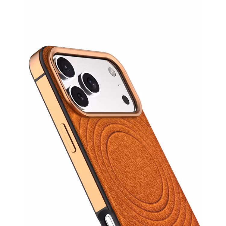 LEVELO SPIRALE IPHONE 17 PRO PU LEATHER HYBRID CASE SUNRISE ORANGE LVLSPR17PSORG - Image 4