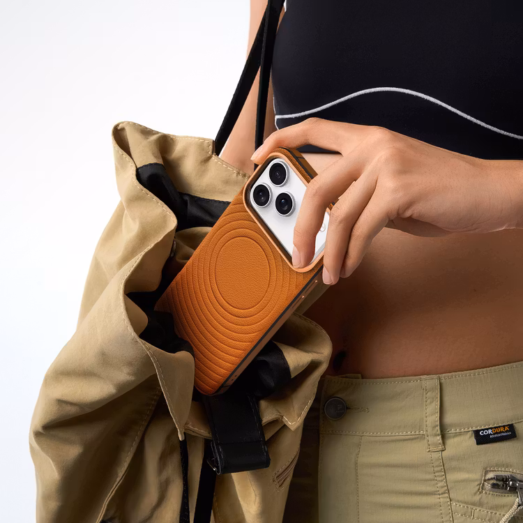 LEVELO SPIRALE IPHONE 17 PRO PU LEATHER HYBRID CASE SUNRISE ORANGE LVLSPR17PSORG - Image 5