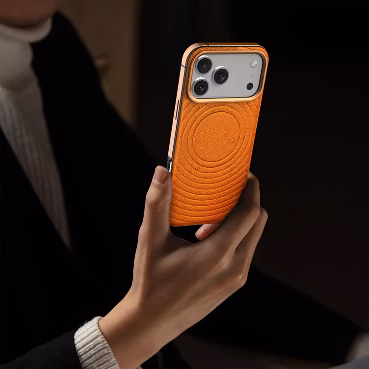 LEVELO SPIRALE IPHONE 17 PRO PU LEATHER HYBRID CASE SUNRISE ORANGE LVLSPR17PSORG - Image 7