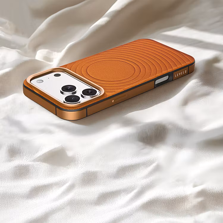 LEVELO SPIRALE IPHONE 17 PRO PU LEATHER HYBRID CASE SUNRISE ORANGE LVLSPR17PSORG - Image 6