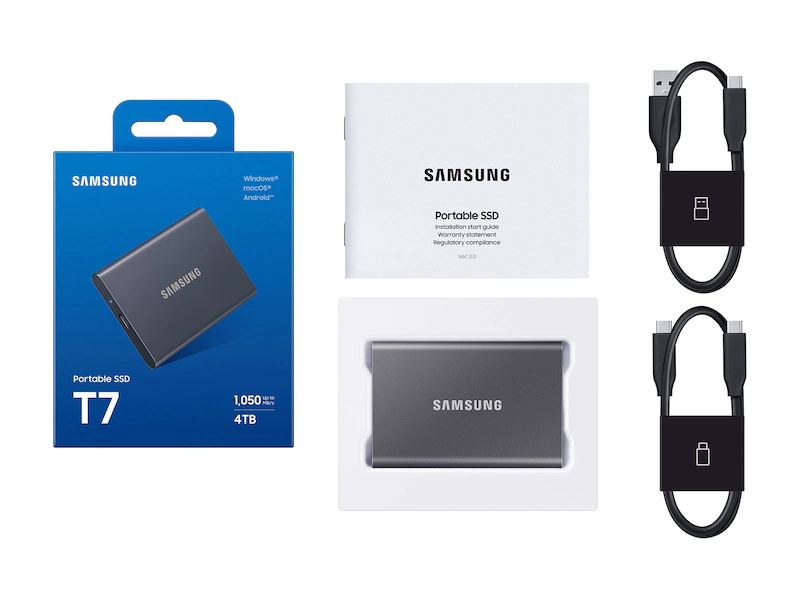 SAMSUNG T7 4TB PORTABLE SSD USB 3.2 TITAN GRAY MU-PC4T0T/WW - Image 5