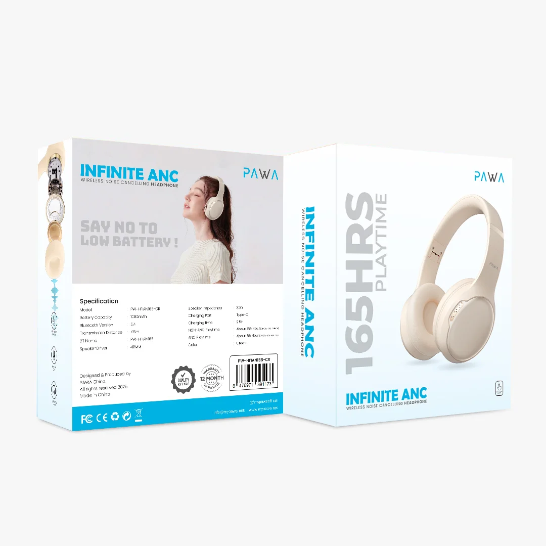 PAWA INFINITE ANC WIRELESS NOISE CANCELLING HEADPHONE CREAM PW-HFIAN165-CR - Image 5