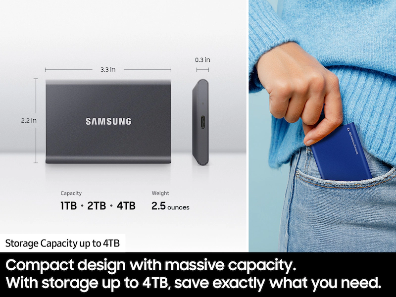 SAMSUNG T7 4TB PORTABLE SSD USB 3.2 TITAN GRAY MU-PC4T0T/WW - Image 7