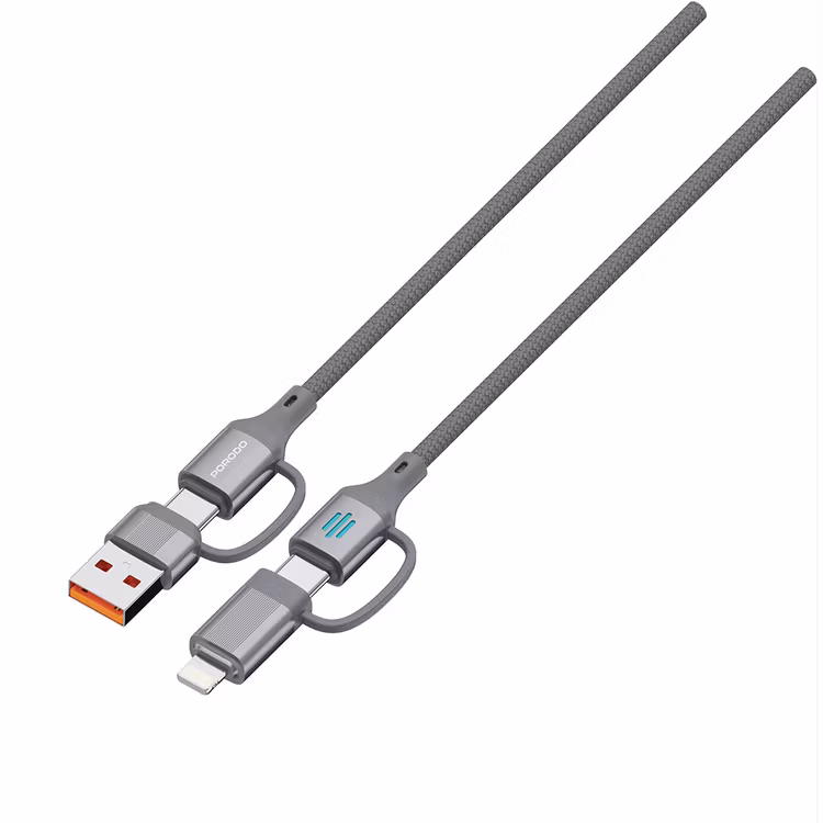 PORODO 4 IN 1 HIGH SPEED CHARGING CABLE PD 240W GREY PDCDCGY - Image 3