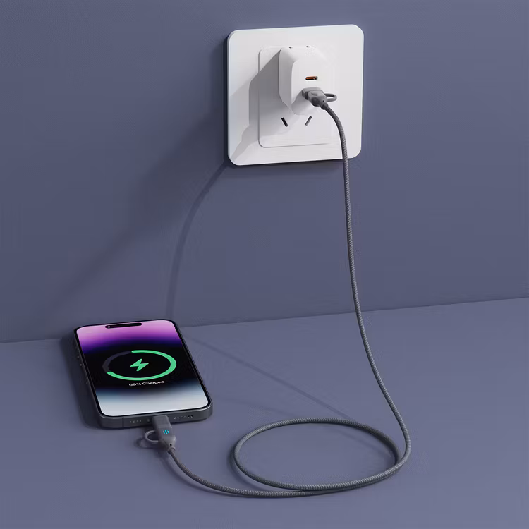 PORODO 4 IN 1 HIGH SPEED CHARGING CABLE PD 240W GREY PDCDCGY - Image 5