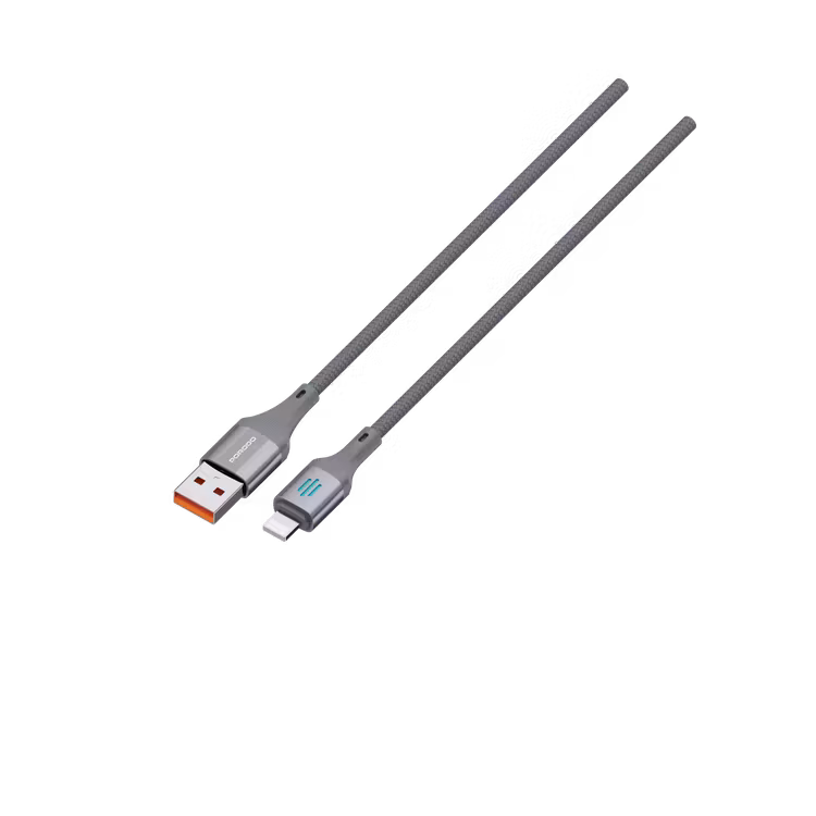 PORODO USB A TO LIGHTNING CHARGING DATA CABLE 1M GREY PDDC97GY - Image 2