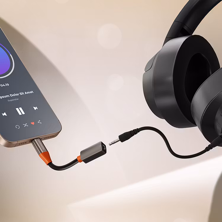 PORODO AUDIOLINK USB C TO 3.5MM AUDIO JACK ADAPTER BLACK ORANGE PDETK16BKOG - Image 2