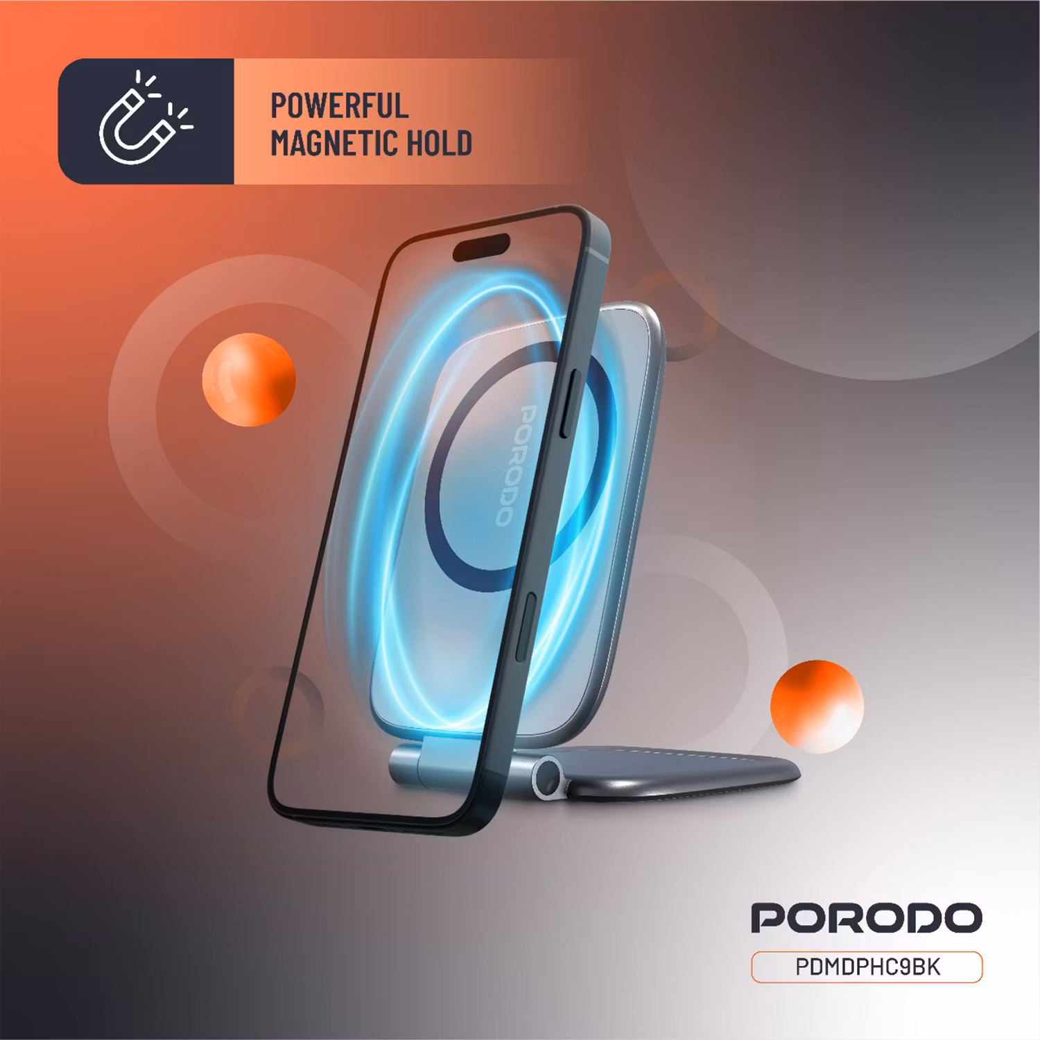 PORODO MAGNIFOLD ULTRA SLIM PHONE HOLDER BLACK PDMDPHC9BK - Image 6