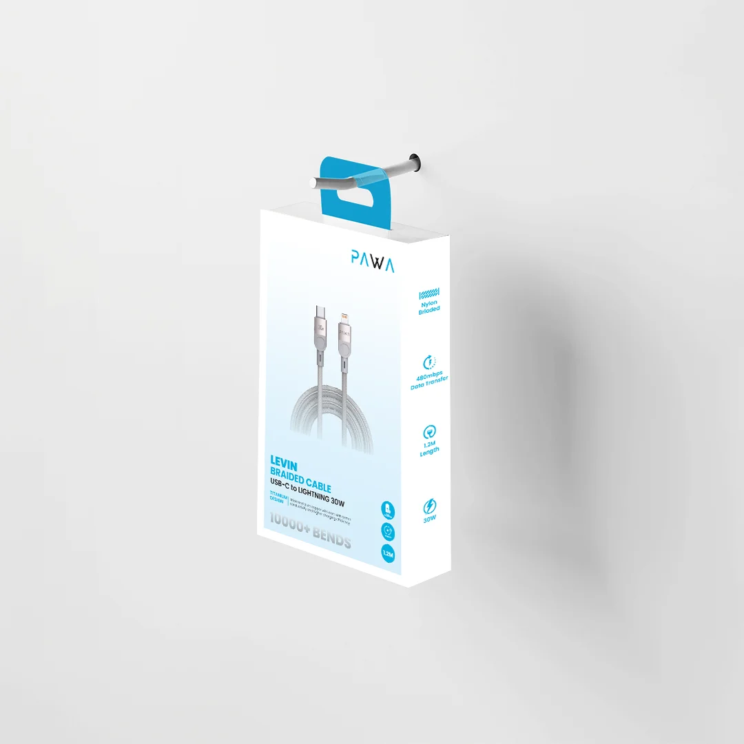 PAWA LEVIN USB C TO LIGHTNING BRAIDED CABLE 1.2M 30W GREY TITANIUM PW-12BDC254-GYTT - Image 5