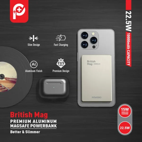 POWERO PLUS BRITISH MAG 10000MAH MAGSAFE POWERBANK PR-MSPB10KBM-TT - Image 3