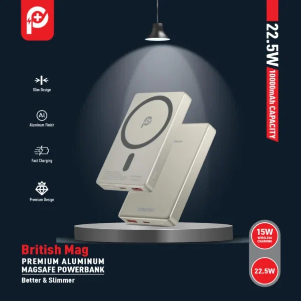 POWERO PLUS BRITISH MAG 10000MAH MAGSAFE POWERBANK PR-MSPB10KBM-TT - Image 2