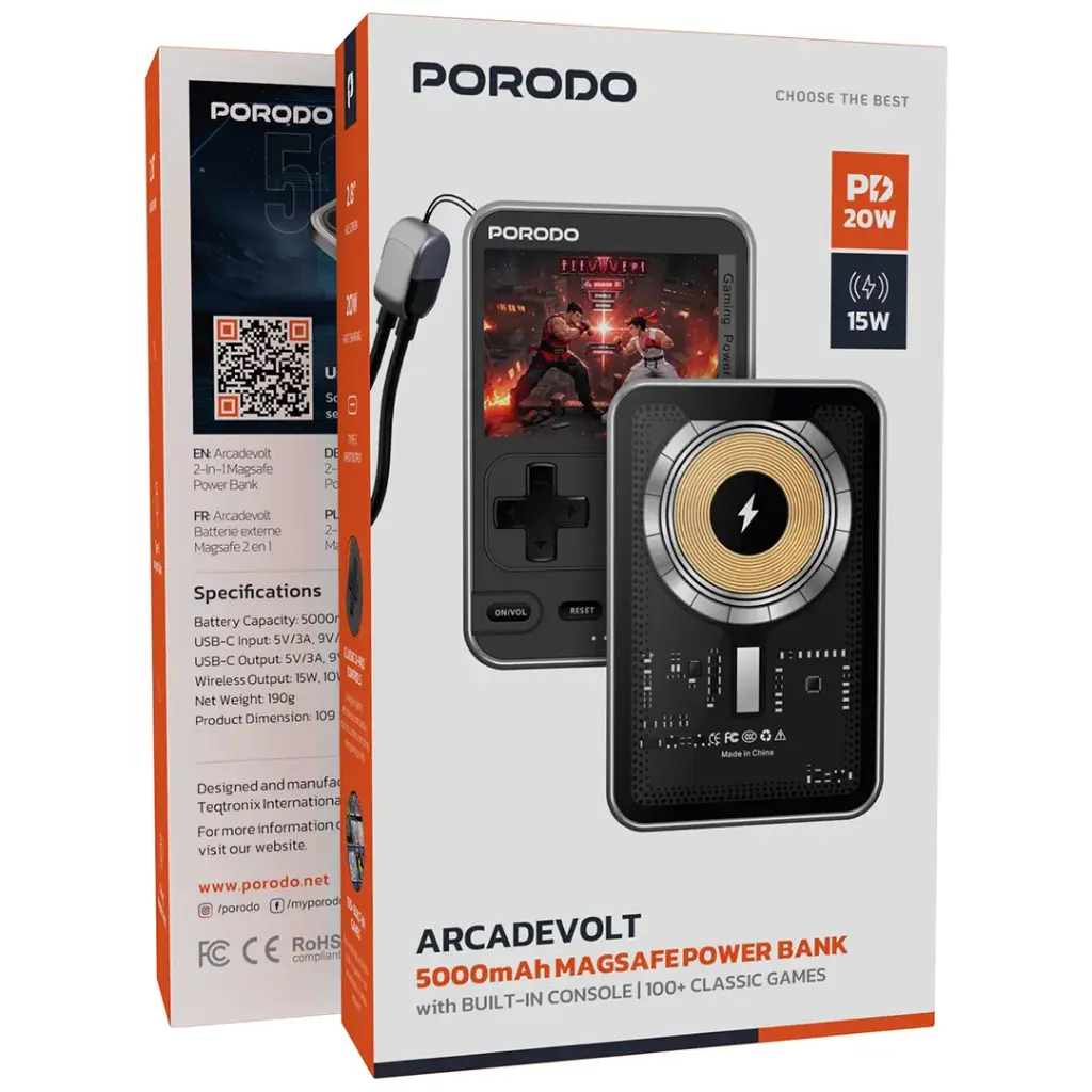 PORODO ARCADEVOLT 5000MAH MAGSAFE POWERBANK BLACK PBPBXH003BK - Image 6