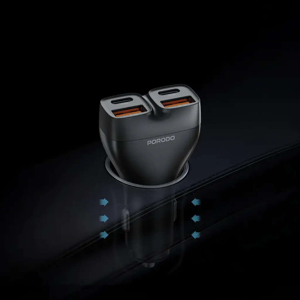 PORODO DUALPOWER 102W CAR CHARGER PD30W QC18W BLACK PDFWCH085BK - Image 4
