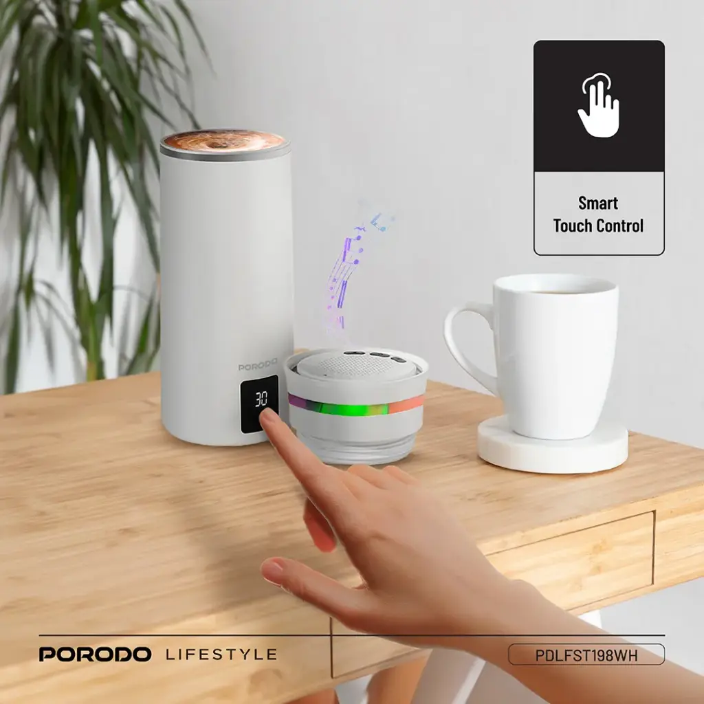 PORODO LIFESTYLE FLUXMIX 350ML STIRRING CUP WITH SPEAKER WHITE PDLFST198WH - Image 7