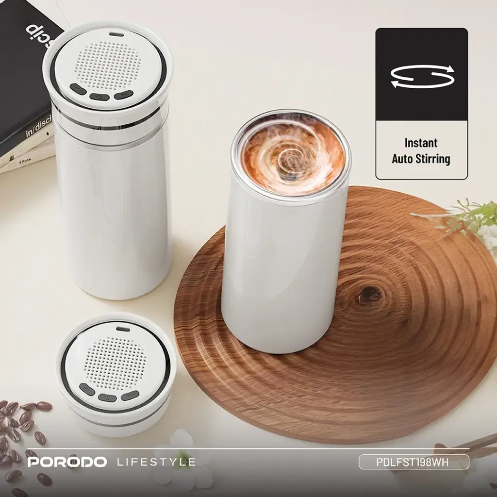 PORODO LIFESTYLE FLUXMIX 350ML STIRRING CUP WITH SPEAKER WHITE PDLFST198WH - Image 5