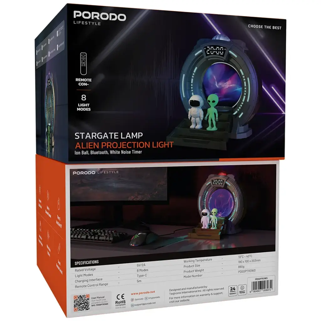 PORODO LIFESTYLE STARGATE LAMP ALIEN PROJECTION LIGHT DARK GREY PDSGPTR3WS - Image 5