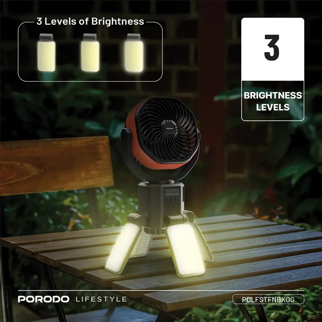 PORODO SUNCHARGE OUTDOOR SOLAR FAN BLACK ORANGE PDLFSTFNBKOG - Image 8