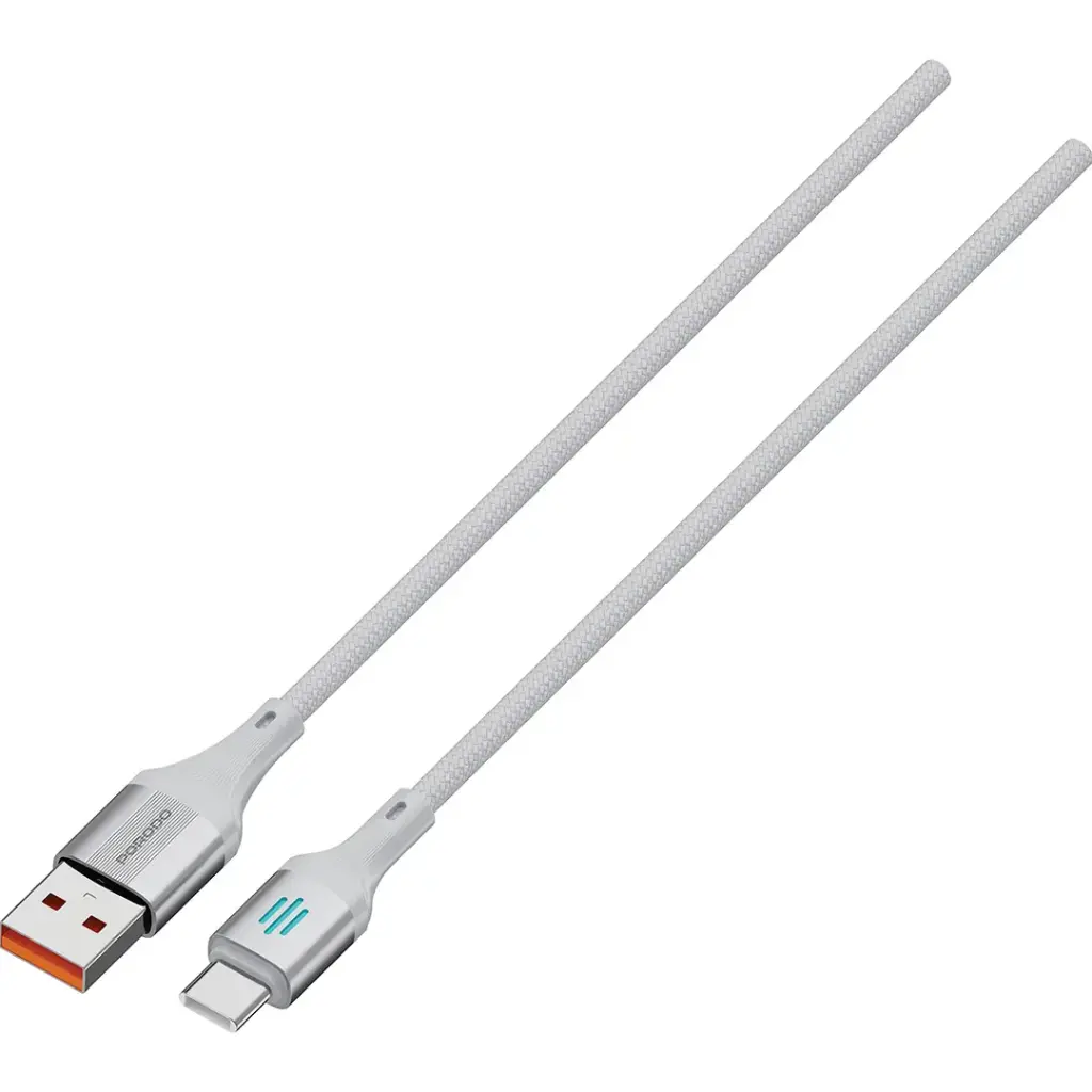 PORODO USB A TO USB C CHARGING DATA CABLE 1M SILVER PDDC96SL - Image 2
