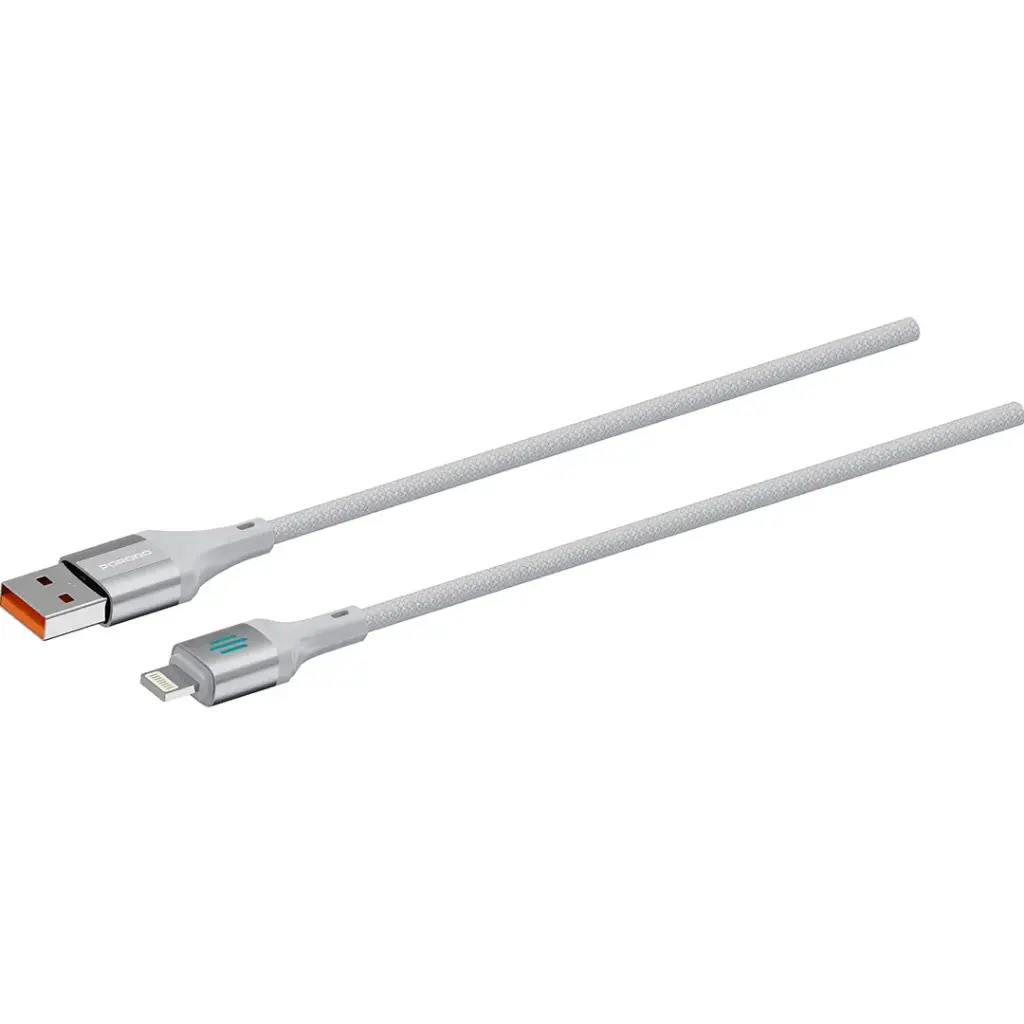 PORODO USB A TO LIGHTNING CHARGING DATA CABLE 1M SILVER PDDC97SL - Image 3