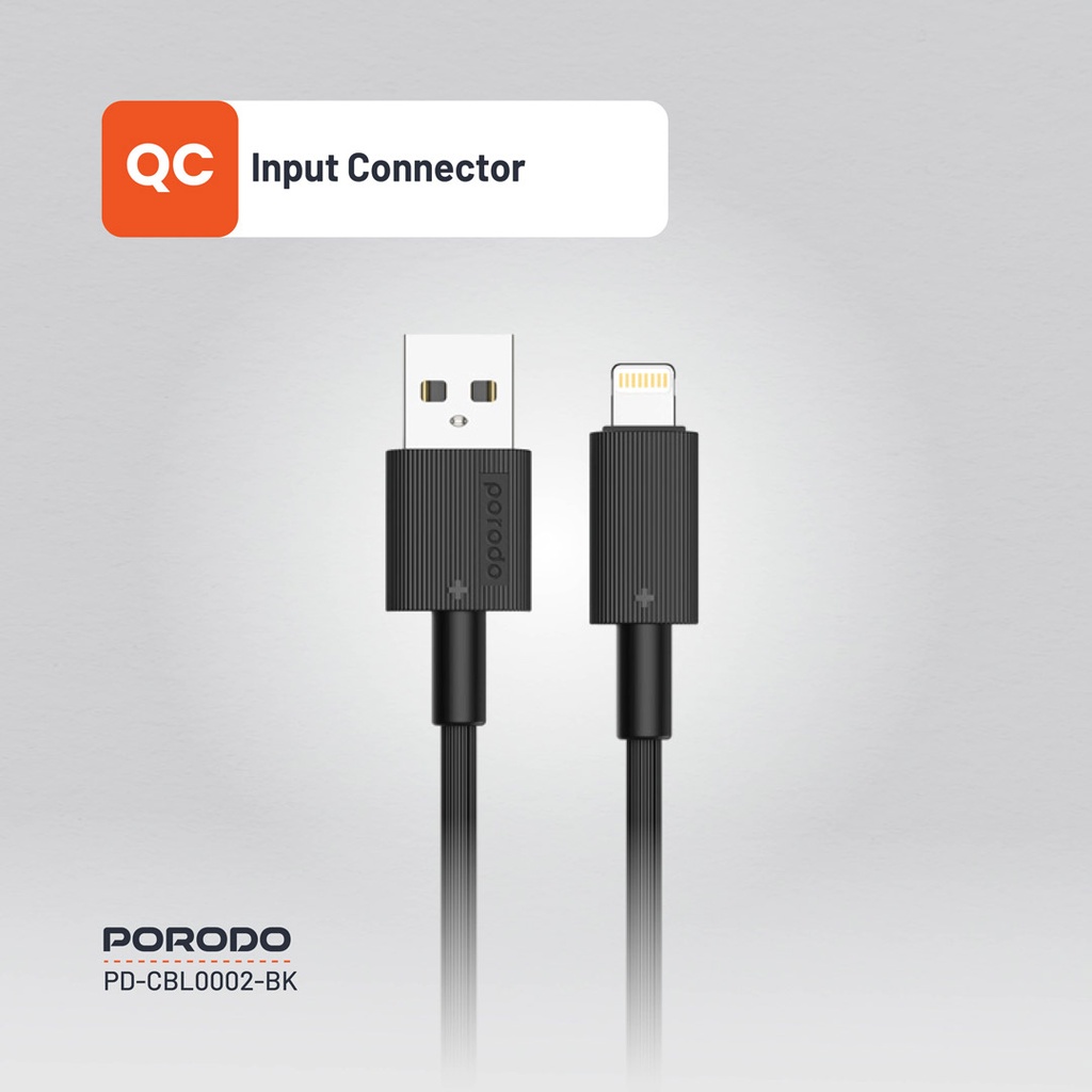 PORODO USB A TO LIGHTNING DURABLE CHARGING CABLE 1.2M BLACK PD-CBL0002-BK - Image 9