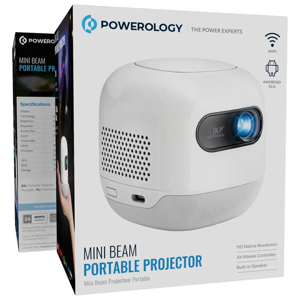POWEROLOGY MINI BEAM PORTABLE PROJECTOR WHITE PWMPM2WH - Image 3