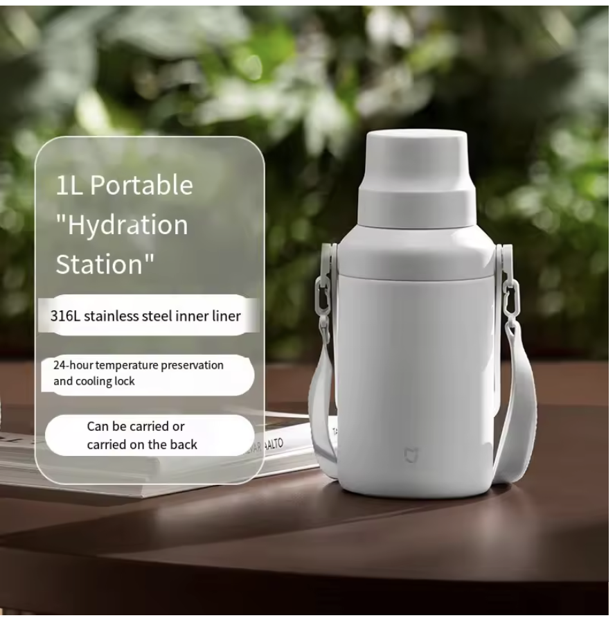 XIAOMI MIJIA THERMOS STAINLESS STEEL VACUUM FLASKS WATER BOTTLE WHITE - Image 2