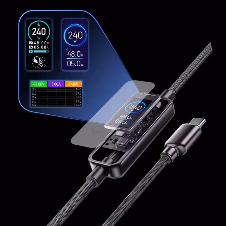 POWEROLOGY TFT CHARGELINK 240W USB C CABLE BLACK PCABCM0121BK - Image 2