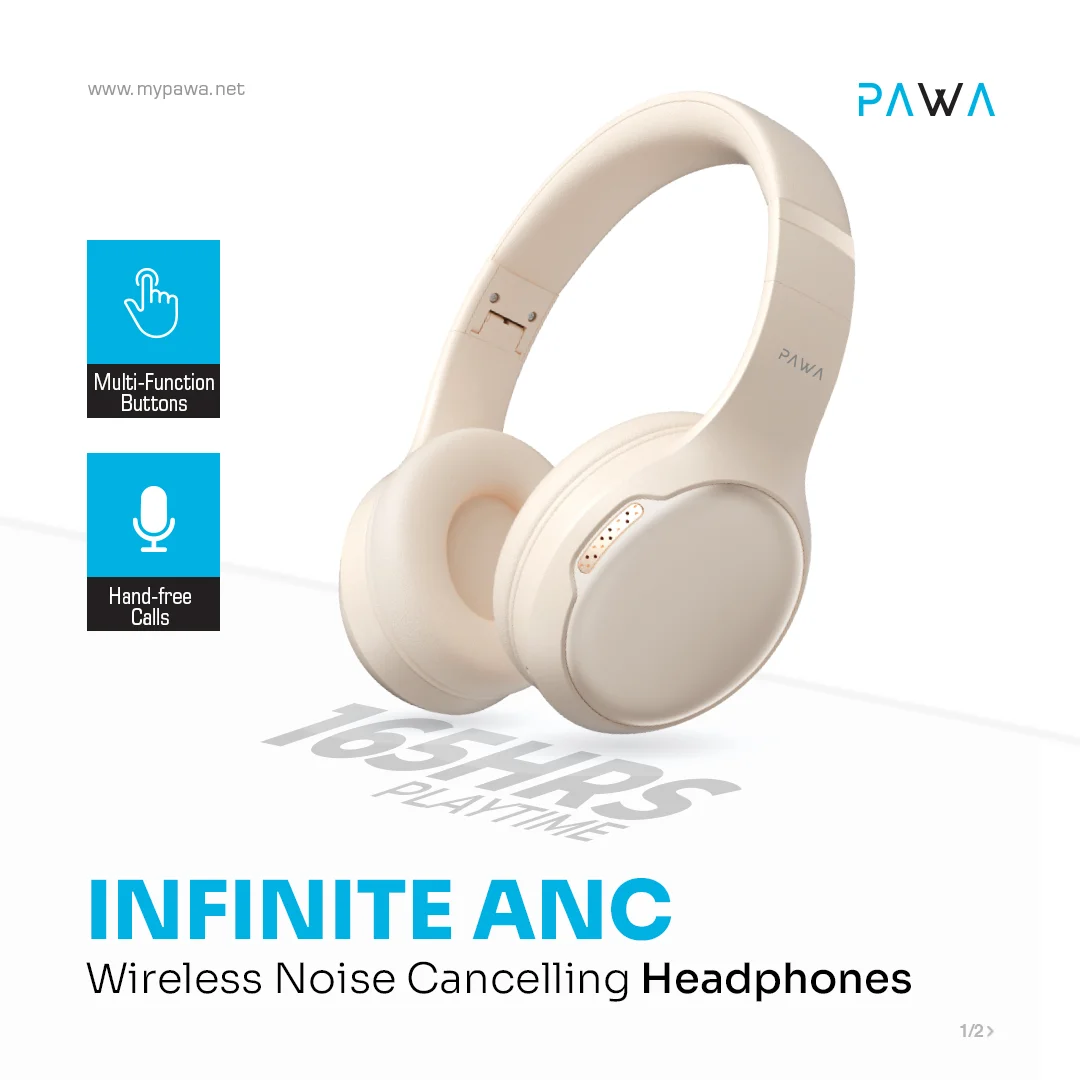 PAWA INFINITE ANC WIRELESS NOISE CANCELLING HEADPHONE CREAM PW-HFIAN165-CR - Image 3