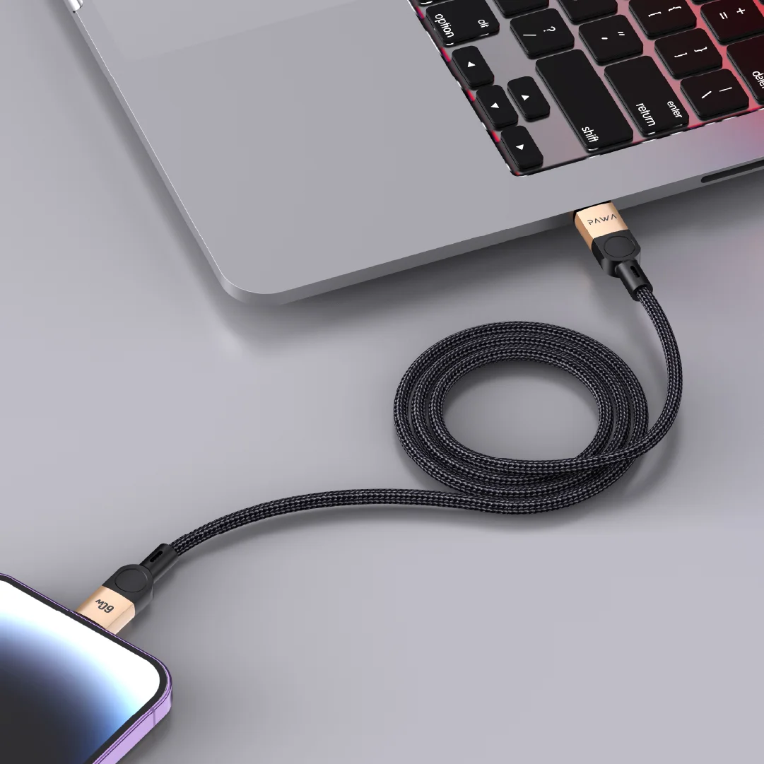 PAWA LEVIN MAGNETIC BRAIDED USB C TO USB C 60W CABLE 1M DESERT BLACK PW-12BDM251-DTBK - Image 2