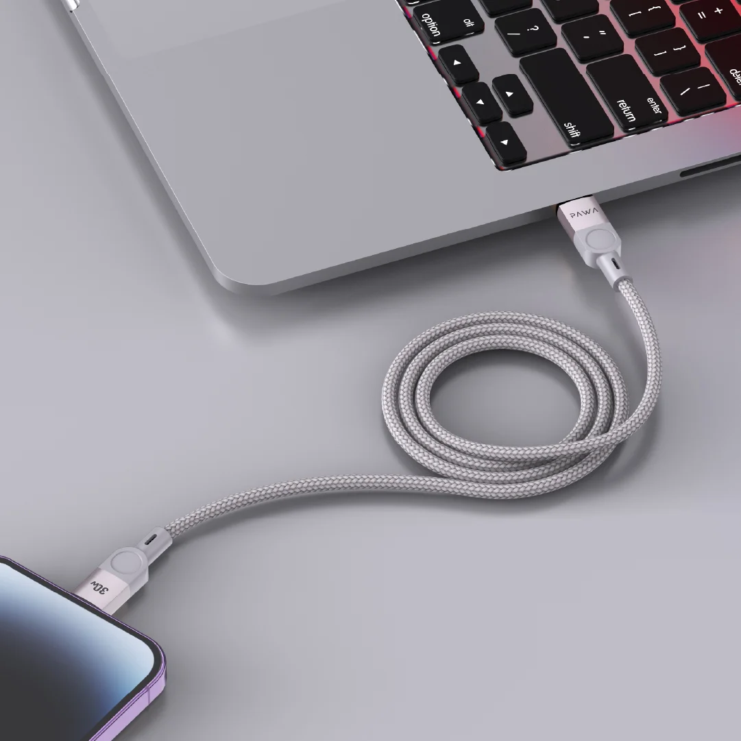 PAWA LEVIN MAGNETIC BRAIDED USB C TO LIGHTNING 30W CABLE 1M GREY TITANIUM PW-12BDM252-GYTT - Image 2