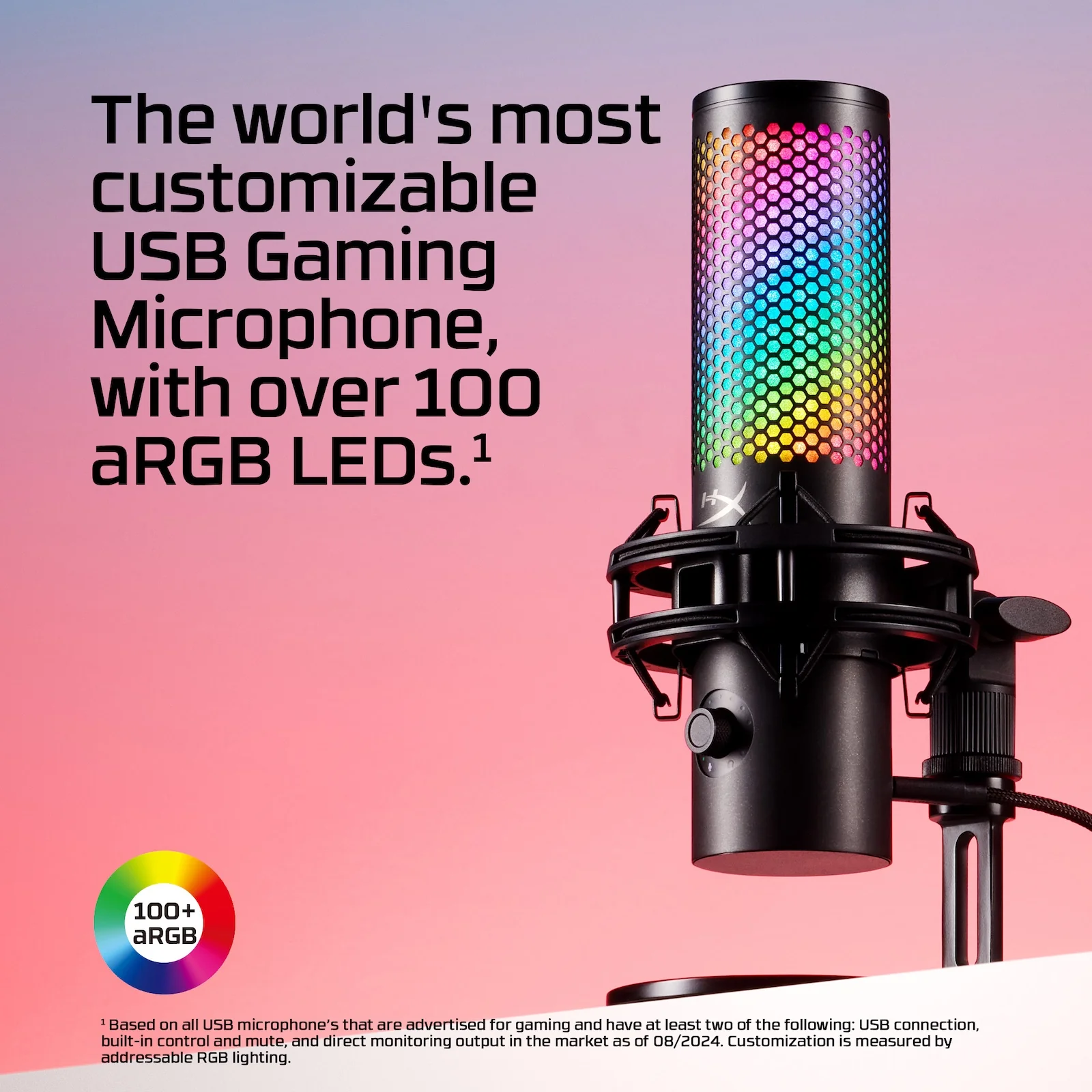HYPERX QUADCAST 2S USB MICROPHONE WITH RGB LIGHTNING BLACK 9A273AA - Image 3