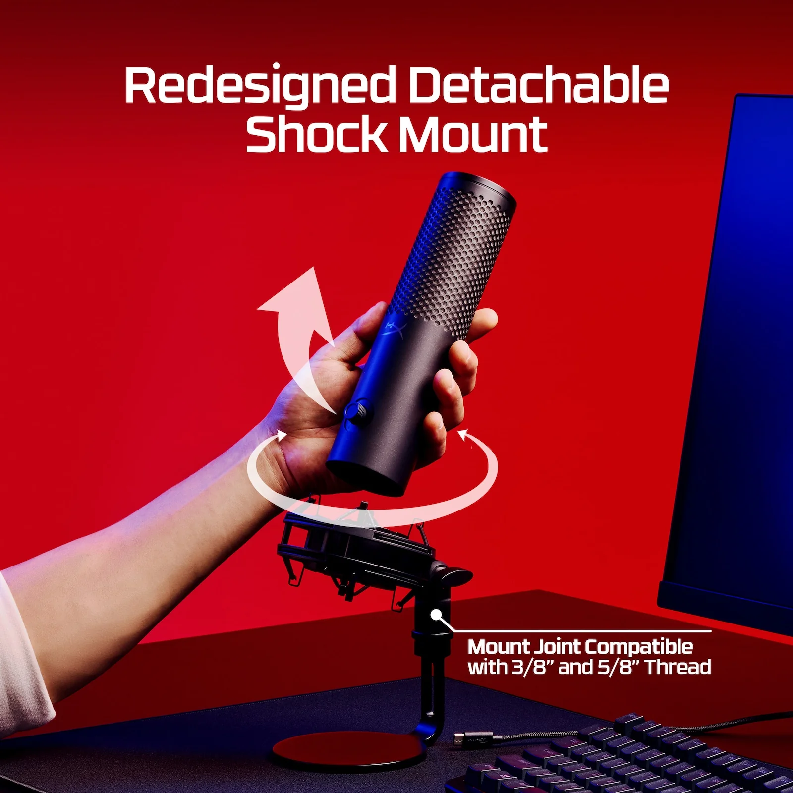 HYPERX QUADCAST 2S USB MICROPHONE WITH RGB LIGHTNING BLACK 9A273AA - Image 6